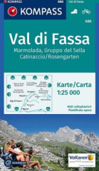 Kompass Karte Val di Fassa, Marmolada, Gruppo del Sella, Catinaccio/Rosengarten