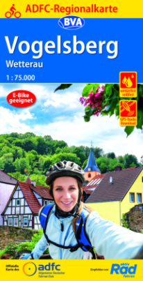 ADFC-Regionalkarte Vogelsberg Wetterau, 1:75.000, reiß- und wetterfest, GPS-Tracks Download