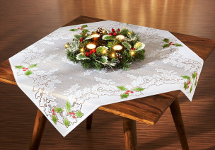 Sparset Weihnachts-Tischdecke mit Adventskranz Ilex