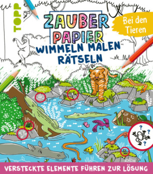 Zauberpapier Wimmel-Mal-Rätselbuch - Bei den Tieren