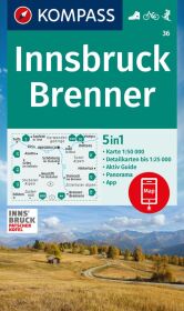 KOMPASS Wanderkarte 36 Innsbruck, Brenner 1:50.000