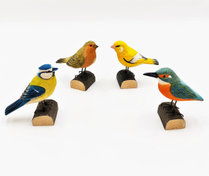 4 zauberhafte Holzvögel im Set 	