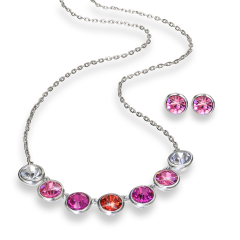 2er-Set: Silberfarbige Kette mit Swarovski-Elements und Ohrsteckern